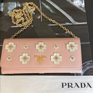 Prada Pink and Cream Floral Wallet